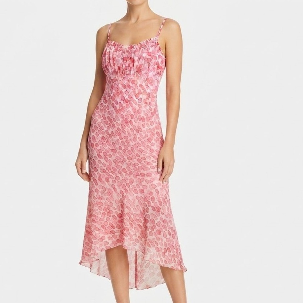 Jonathan Martin Pink Red Abstract Pebble Print Midi Dress Y2K Barbiecore 4280306
